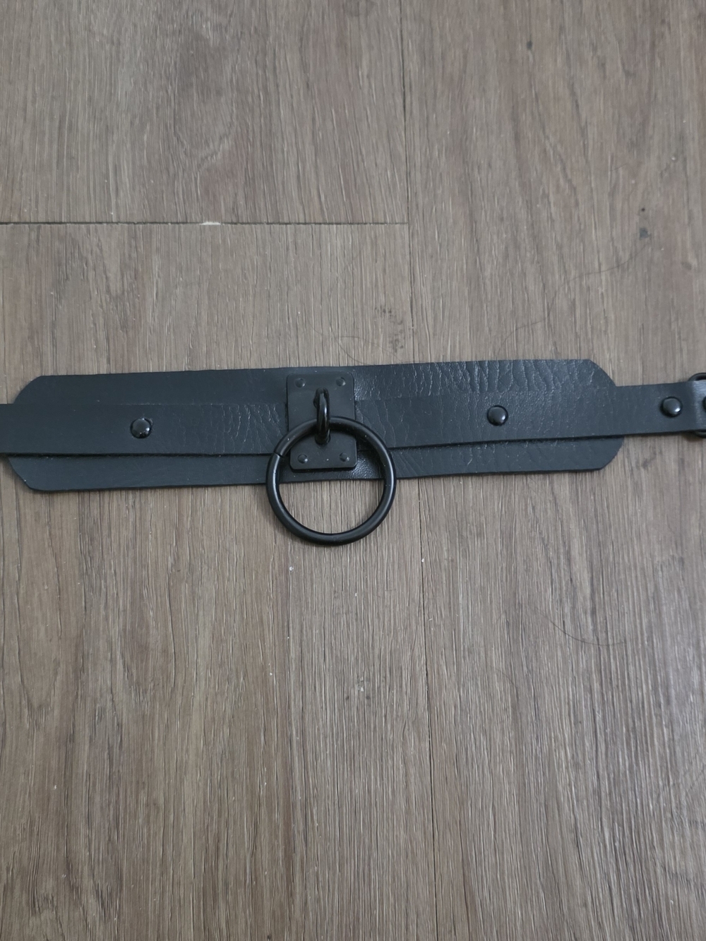 Black Faux Leather Choker with O-Ring